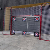 Hockeymål med skottavlor i ett set, designade för att förbättra träffsäkerhet i hockeyskott. Passar officiella målburar.