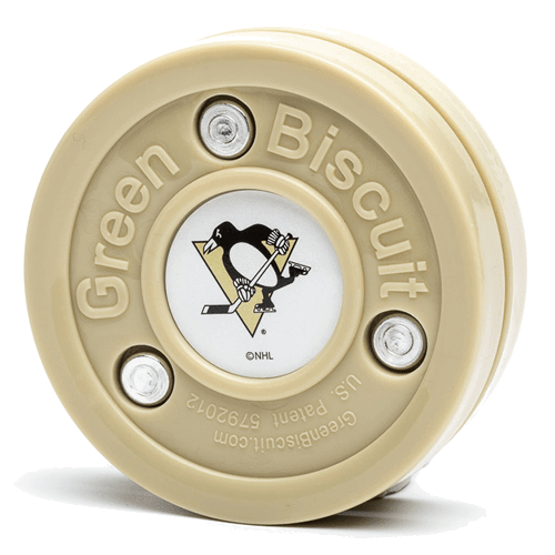Green Biscuit NHL teknikpuck, perfekt för träning av klubbteknik och passningar på hårda ytor.